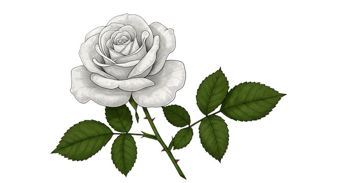 An elegant white rose in full bloom symbolizing purity and remembrance against a dark background featuring delicate