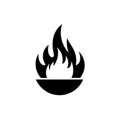 Fire Flame in Brazier Circle Icon Vector Silhouette Logo