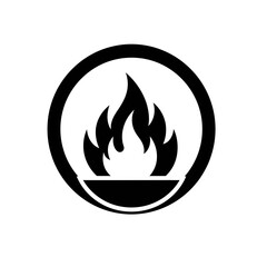 Fire Flame in Brazier Circle Icon Vector Silhouette Logo
