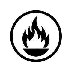 Fire Flame in Brazier Circle Icon Vector Silhouette Logo