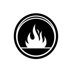 Fire Flame in Brazier Circle Icon Vector Silhouette Logo