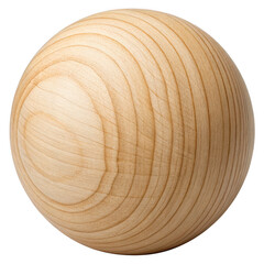 Wooden sphere isolated on transparent background