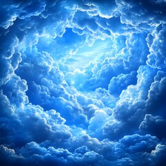 Naklejka premium Stunning Blue Sky Cloudscape Dramatic Heavenly Light