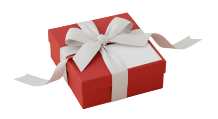 A vibrant red gift box elegantly tied with a silky white ribbon holding a secret wish for someone special against a dark