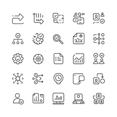 Business and Data Analytics Icons Set - Reports, Charts, Growth, Team, Technology, Analytics, Management, Finance, Marketing, Strategy