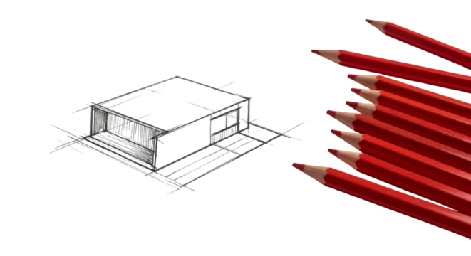 Envisioning a New Home Architectural Sketch brought to life with vibrant red pencils hinting at creativity and precision