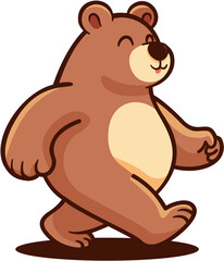  Illustration of cute happy walking brown bear cartoon character