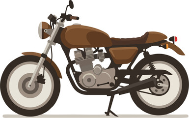 Retro motorcycle illustration with brown elements