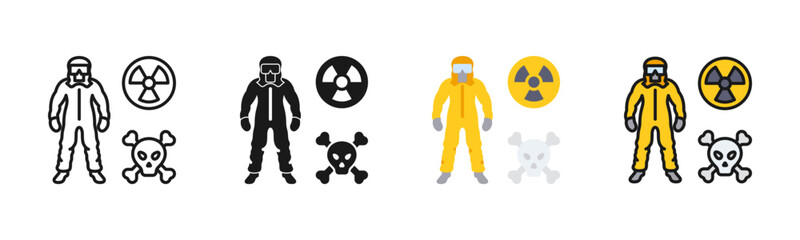 Chemical Hazard Suit Icon Pack In Multiple Styles