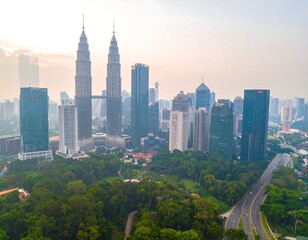 Obraz premium Kuala Lumpur Skyline Sunrise View