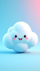 Cute cloud character against pastel background