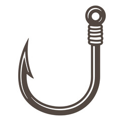 Vector illustration of a single fishing hook isolated on a white background