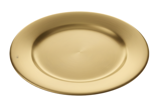Isolated Gold Oval Plate Against Transparent Background Photo