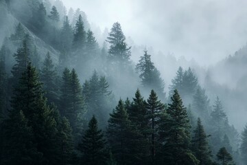 Zen Foggy Forest: Showcase a misty and foggy forest scene, emphasizing the mysterious and calming aspects of nature. 