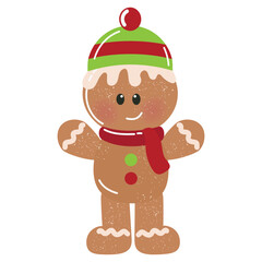Gingerbread man boy  Christmas ornament vector cartoon illustration