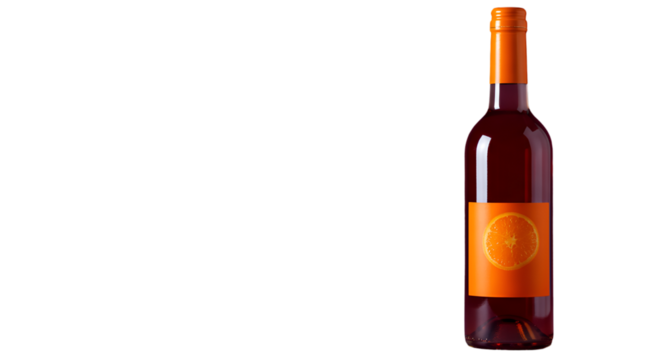 Elegant orange wine bottle radiating sophistication a taste of citrus sunshine perfect for summer nights with a clean