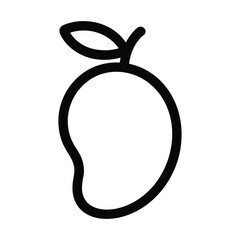 Simple outline icon of a mango fruit with a leaf and stem