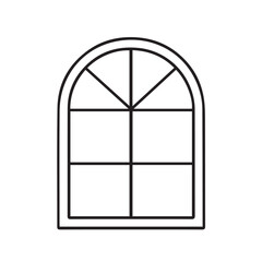 Minimalist vector artwork featuring simple residential window design, created in monochrome black and white composition, highlighting neat details with sharp outline carefully traced black.