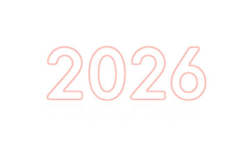 2026 pink neon sign on transparent background