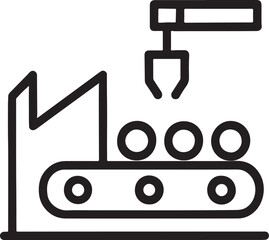 Simple black line factory icons