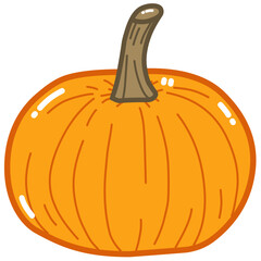 Cute Pumpkin Illustration, Kawaii Orange Pumpkin Clipart