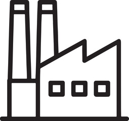 Simple black line factory icons