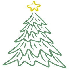 Obraz premium Christmas Tree Doodle Drawing Icon Illustration