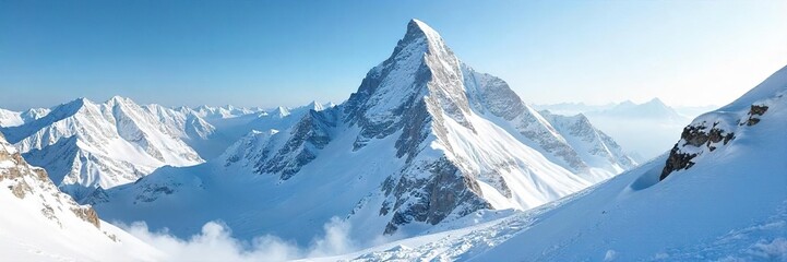 Epic snow-covered mountain peak, perfect for snowboarding Untouched powder, steep slopes, stunning winter landscape Adventure awaits! , winter, winter sport, snow capped