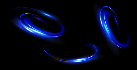 Blue neon ring. Glowing circle. Glow effect. Round light frame. abstract light lines of movement and speedAbstract light lines of movement and speed. light blue ellipse.