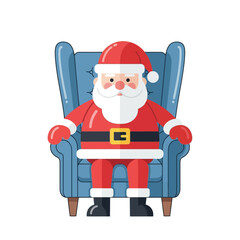 Vector art of santa claus sitting in a blue armchair
