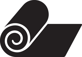 Stylized black and white image of a rolled up sheet or tarp