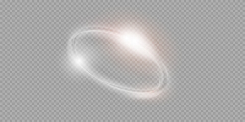 Circular flare transparent light effect. Abstract galaxy ellipse border. Luxury shining rotational glow line. Power energy glowing ring trace. Round shiny frame.