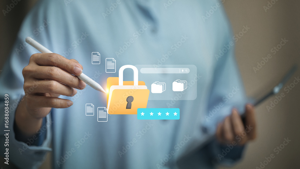 Poster cybersecurity and data protection with digital file security