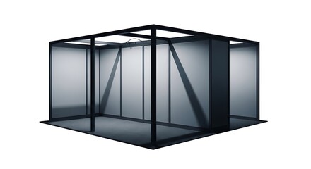 Sleek Black Framed Glass Cube with Internal Lighting on a White Background.