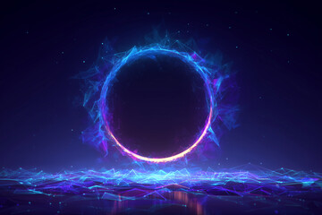 Abstract circular portal with glowing neon lights