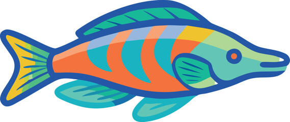 An icon of a colorful wrasse cleaner fish, representing symbiosis, marine life, and coexistence. Perfect for educational, nature, or scientific themes.