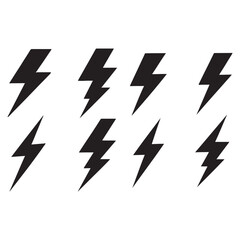 a set of Lightning bolt icon. Flash symbol, thunderbolt, blitz lightnings strike sign vector