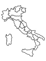 Obraz premium イタリアの地図（白地図）境界線入り