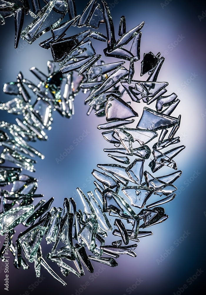 Aufkleber Intricate shard assembly creates a mesmerizing circular form against a gradient background, showcasing delicate