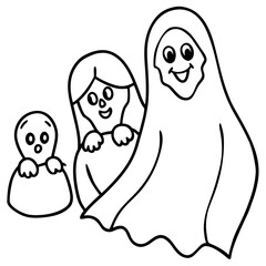 Three happy ghosts ready for halloween fun