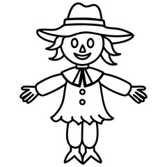 Simple scarecrow drawing with wide arms and hat
