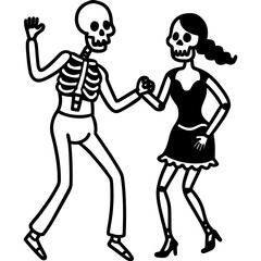 Dancing skeletons couple celebration