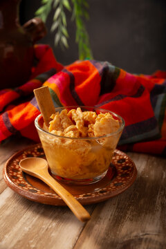 Chongos Zamoranos. A Mexican dessert made from curdled milk prepared with syrup and cinnamon, it has a consistency similar to that of a soft, sweet cheese. They are homemade and also available canned.