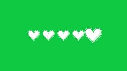 Loading effect formed with white color hearts on green screen background motion graphics.  - Powered by Adobe