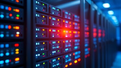 A sleek server rack with glowing indicators, embodying modern technology and innovation.