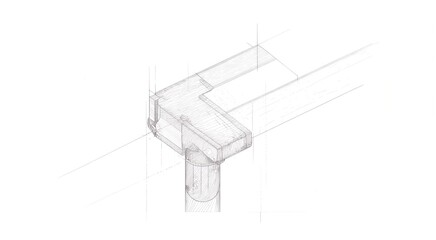 Architectural sketch of a building corner with a drainpipe.