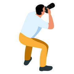 Isometric view of a professional photographer capturing a creative moment