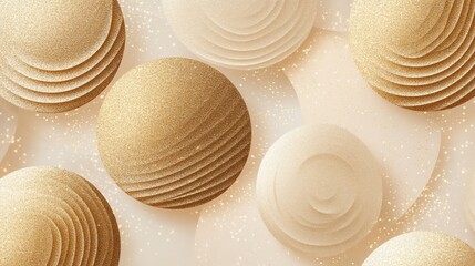 Elegant golden spheres with subtle glitter, creating a luxurious background