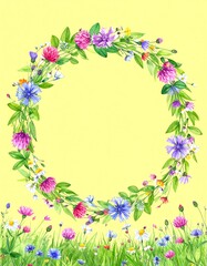 Obraz premium Floral wreath on a pastel background