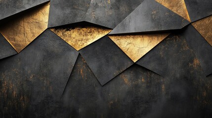 Abstract Geometric Design with Black and Gold Accents for Modern Art